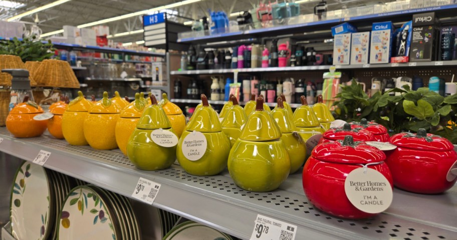 Better Homes & Gardens fruit candles on display