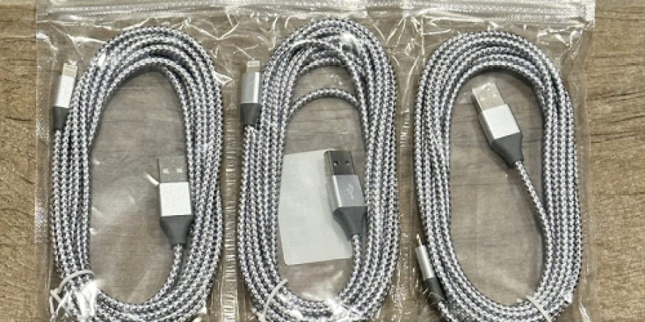 iPhone 10′ Lightning Charging Cables 3-Pack Only $3.49 on Amazon (Reg. $10)