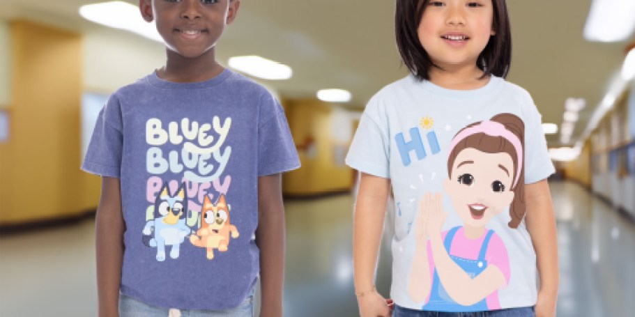 Up to 80% Off Walmart Kids Character Clothing | $2 Bluey or Ms. Rachel T-Shirt + More!