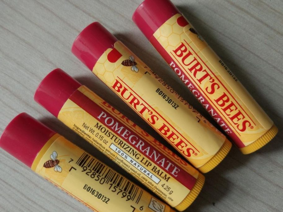 4 Burt's Bees Pomegranate Lip Balms