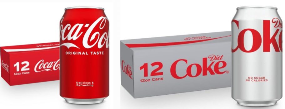 Coca cola 12-packs in different flavors