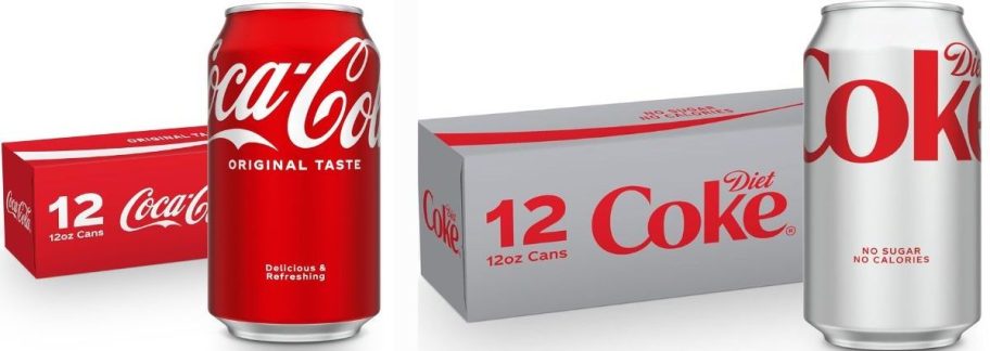Coca cola 12-packs in different flavors