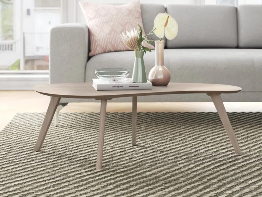 Wooden Kidney Shaped Coffee Table