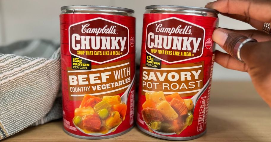 Two cans of Campbell's Chunky Soup