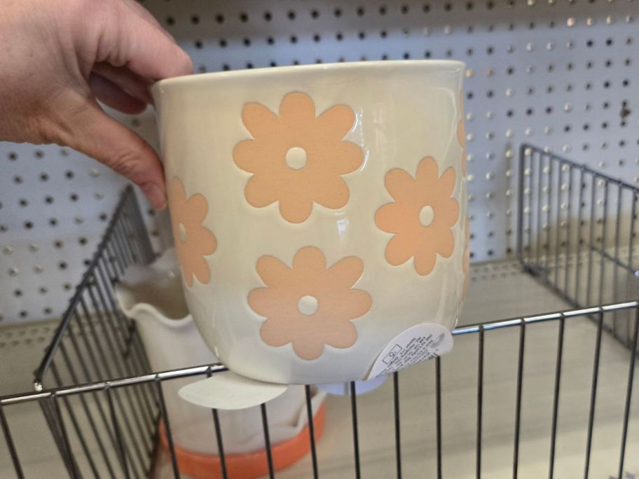 Ceramic Flower Planter in hand in store