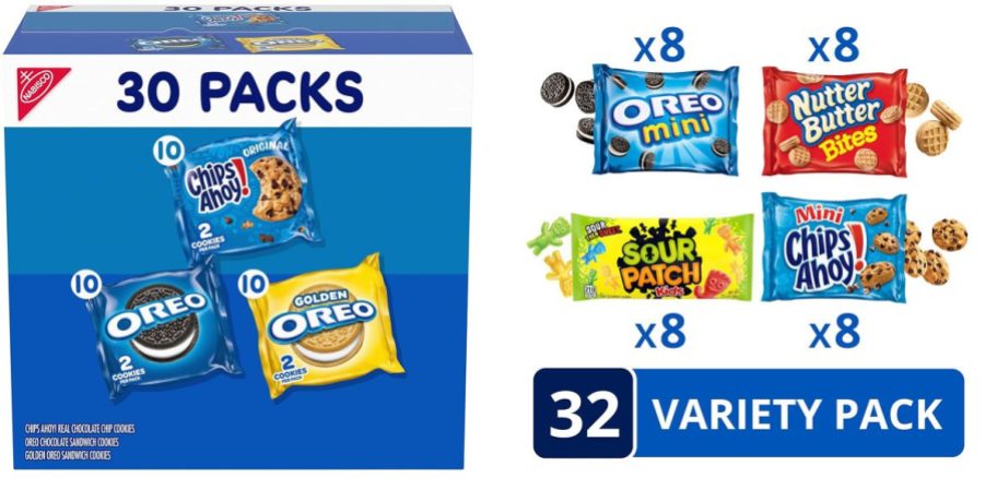 Chips Ahoy, Oreo 30 Pack plus 32 pack of nabisco products