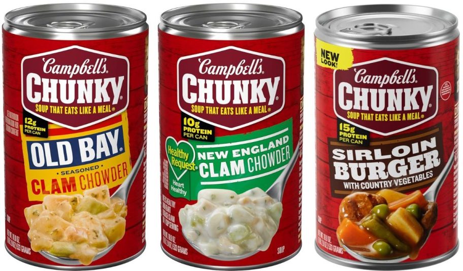 Stock images of 3 cans of Chunky Soup