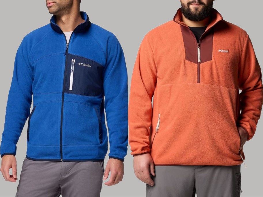 Stock images of two men wearing Columbia Fleece