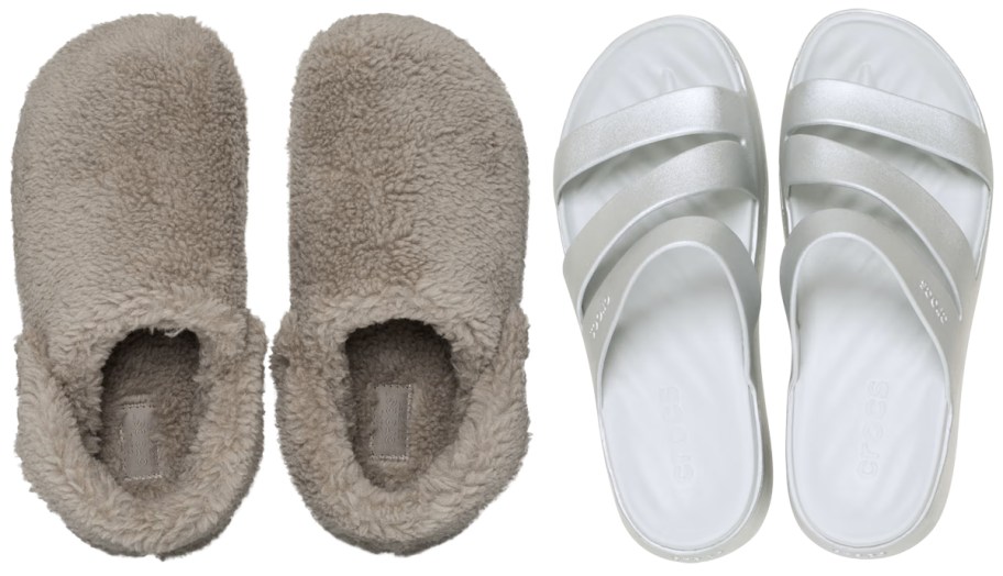 &nbsp;Crocs Adult Classic Cozzzy Slippers, Crocs Getaway Metallic Strappy Sandals