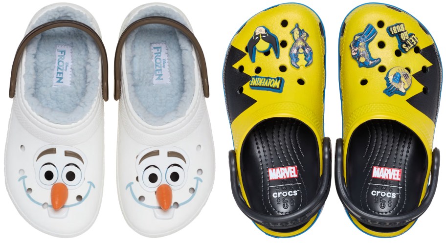 Crocs Kids Disney Frozen Olaf Lined Classic Clogs, Crocs Toddler Wolverine Classic Clogs