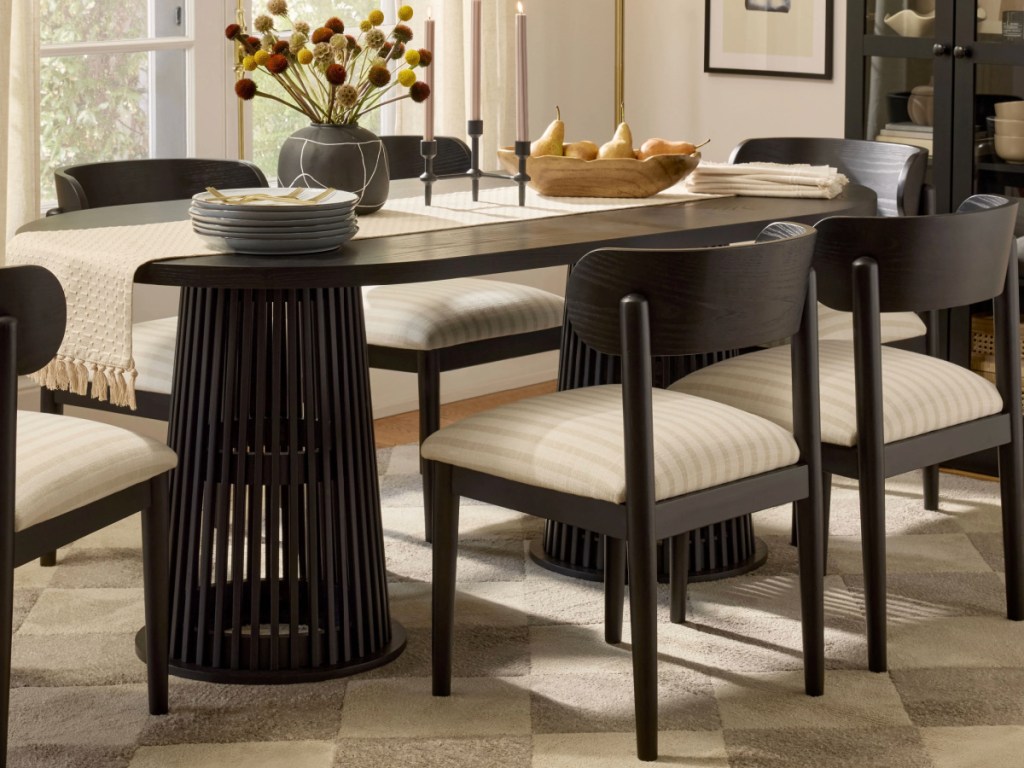black dining table with chairs