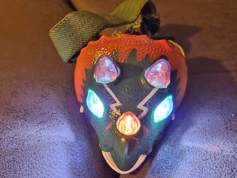 dinosaur headlamp with light up eyes and horns