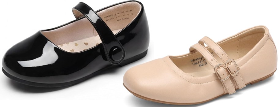 black and nude pairs of girls flats