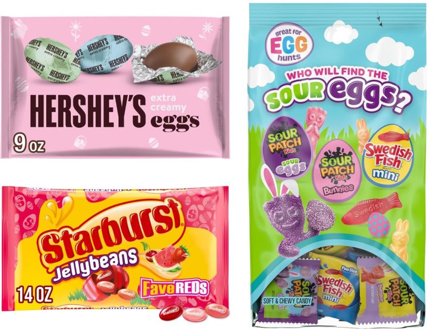 stock image of two different easter candy bags 