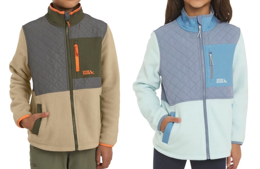 two kids in Eddie Bauer fleece jackets