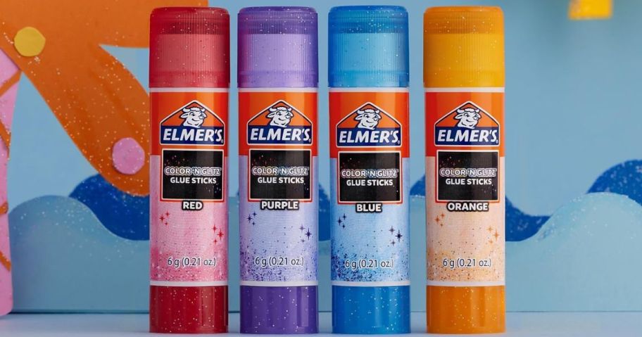 4 Elmer's Colored Glitter Glue Sticks