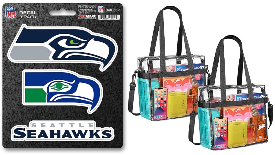 Fanmats NFL Seattle Seahawks, Clear Stadium-Approved Bags 2-Pack