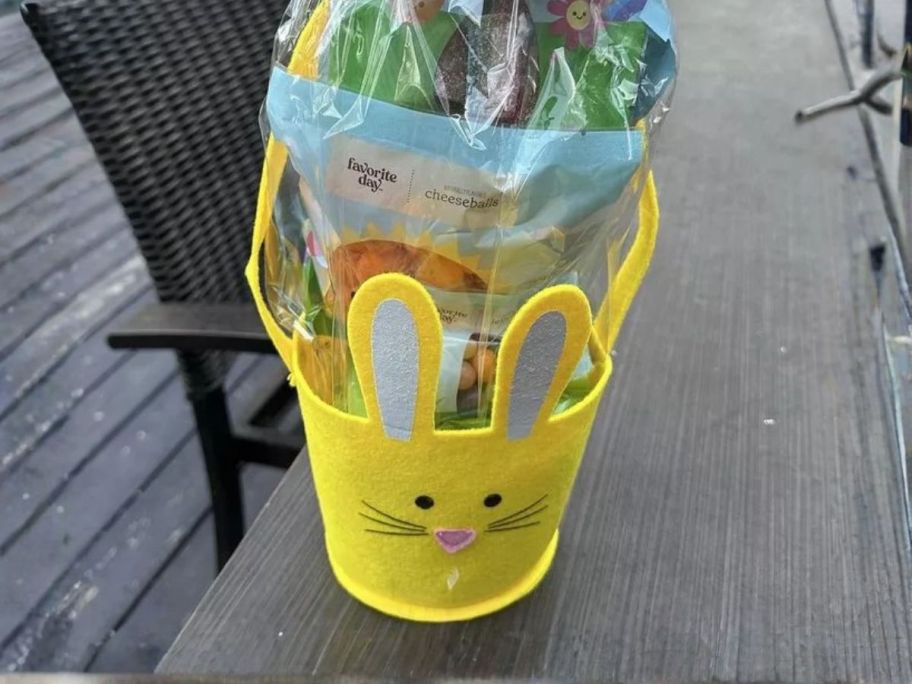 Favorite Day Spring Candy Felt Easter Basket on table