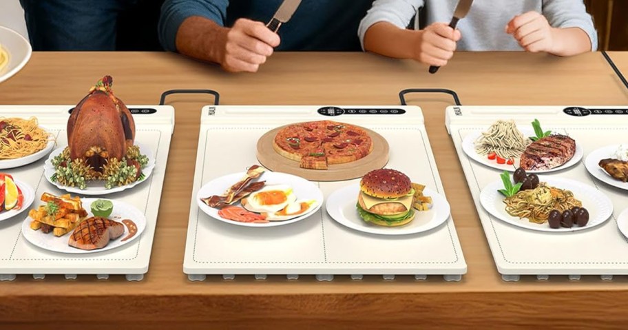 Food Warming Mat being used on a counter