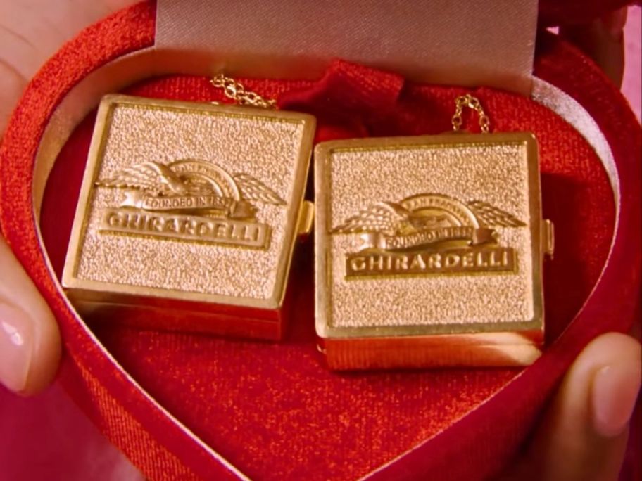 A box with two ghirardelli chocolockets in it