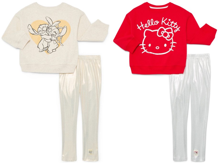 Girls Graphic Sweatshirt and Shimmering Leggings Set