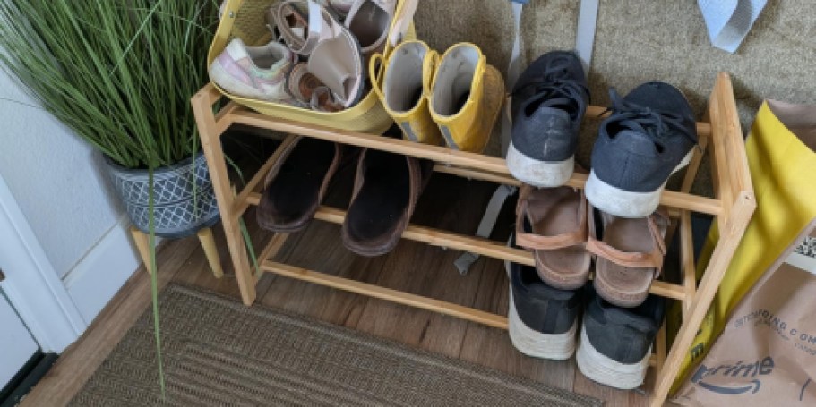 50% Off Bamboo Shoe Racks on Amazon