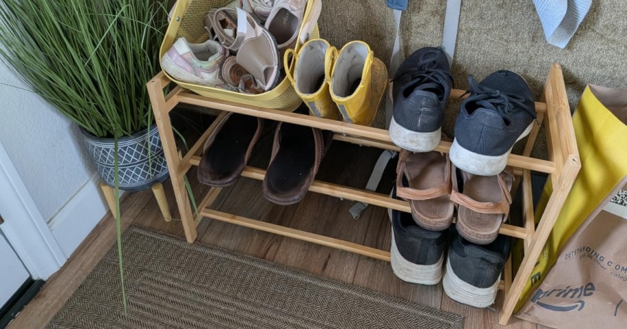 50% Off Bamboo Shoe Racks on Amazon