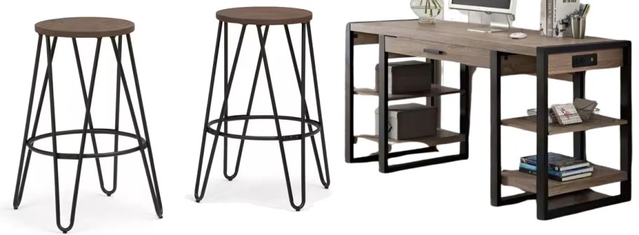 bar stools set and desk