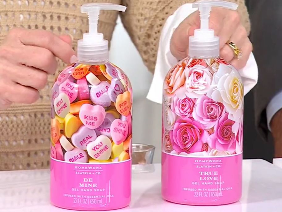 two bottles of Homeworx by Slatkin Hand soaps