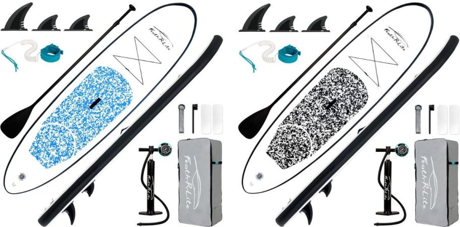 Stock images of two FEATH-R-LITE Paddle Board Sets