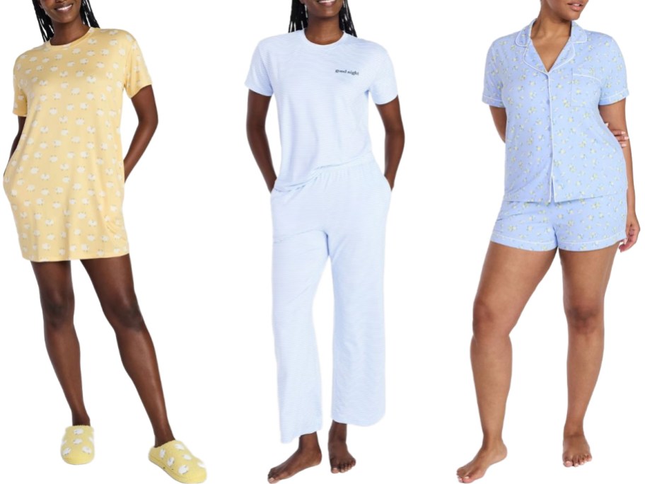 Stock images of 3 women wearing Joyspun Soft Collection pajamas