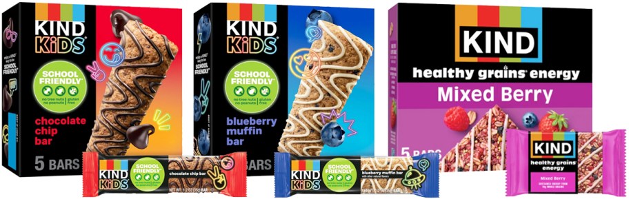 three boxes of KIND bars