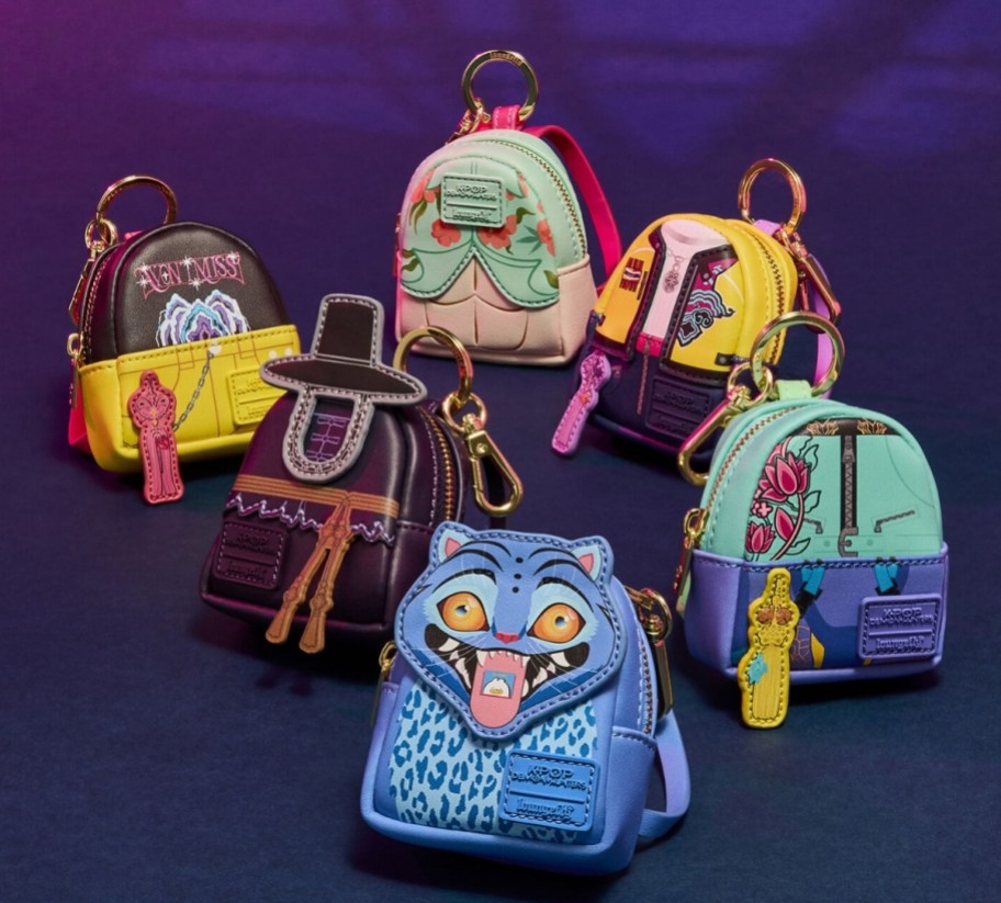 6 mini backpack keychain charms