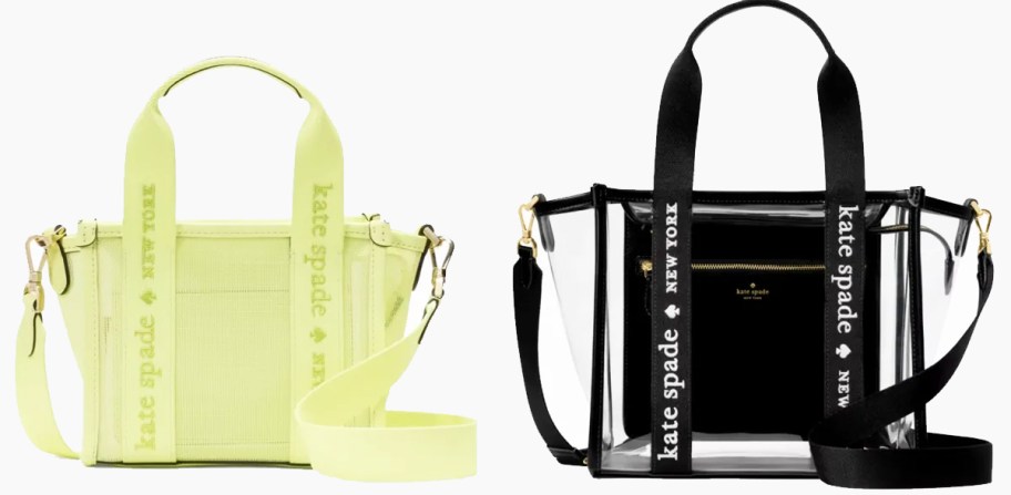 light green and black tote bags