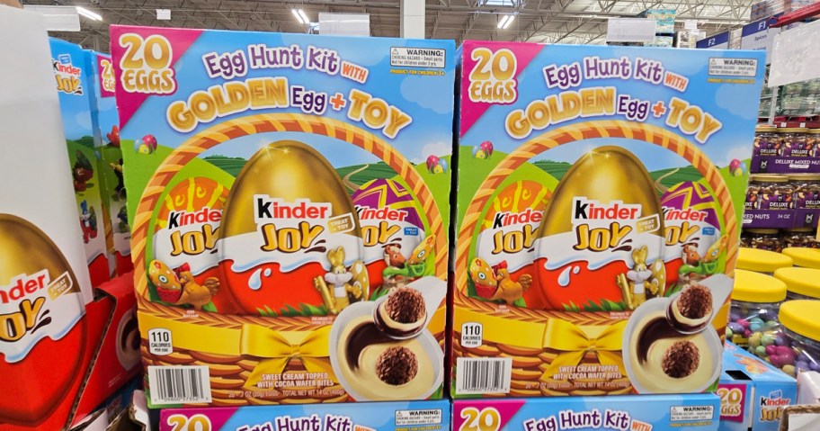 boxes of kinder easter eggs on display in store