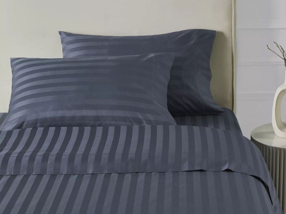 Hotelier Egyptian cotton blend striped sheet set