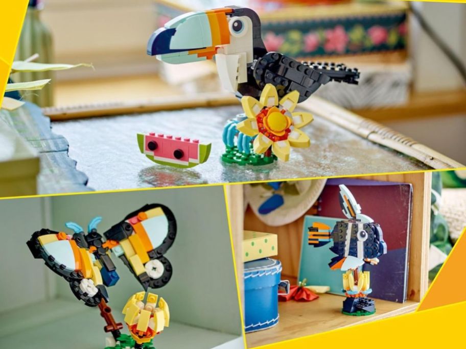 Three different LEGO wild animal pieces