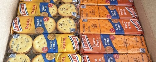 box filled with packs of Lance Sandwich Crackers