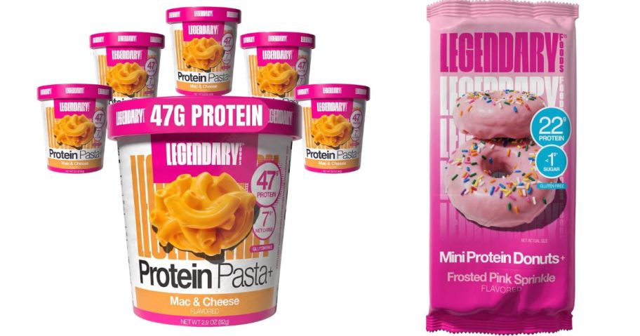 Legendary Foods Protein Pasta Easy Mac & Cheese Cup 6-Pack and Legendary Foods High Protein Donuts 2-Count