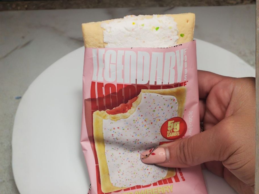 hand holding Legendary Foods Protein Pastry