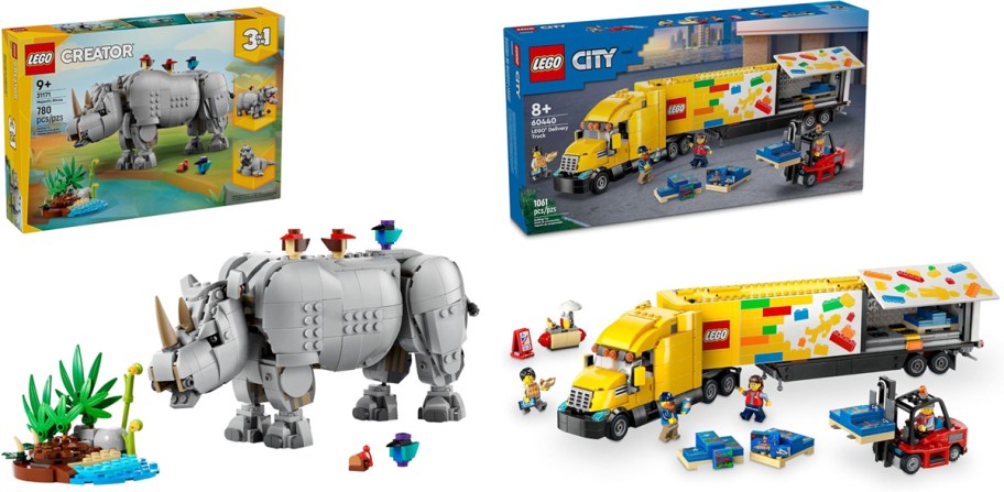 lego rhino and semi truck sets