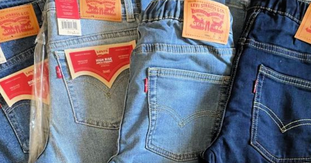 Four different pairs of Levi's jeans