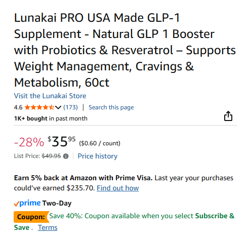 Lunakai product page screenshot