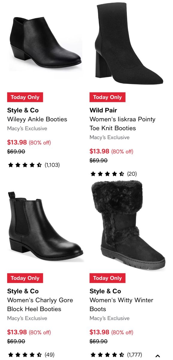 Screenshot Macy's Boots