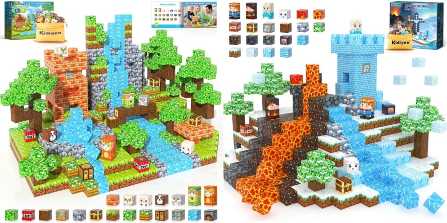 two different Magnetic Blocks Building Sets side by side