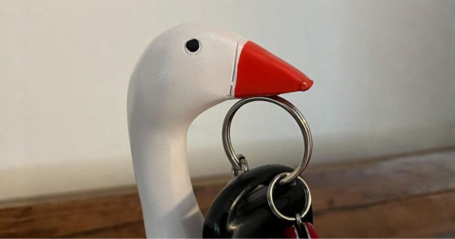 Magnetic Goose Key Holder with keys hanging from beak