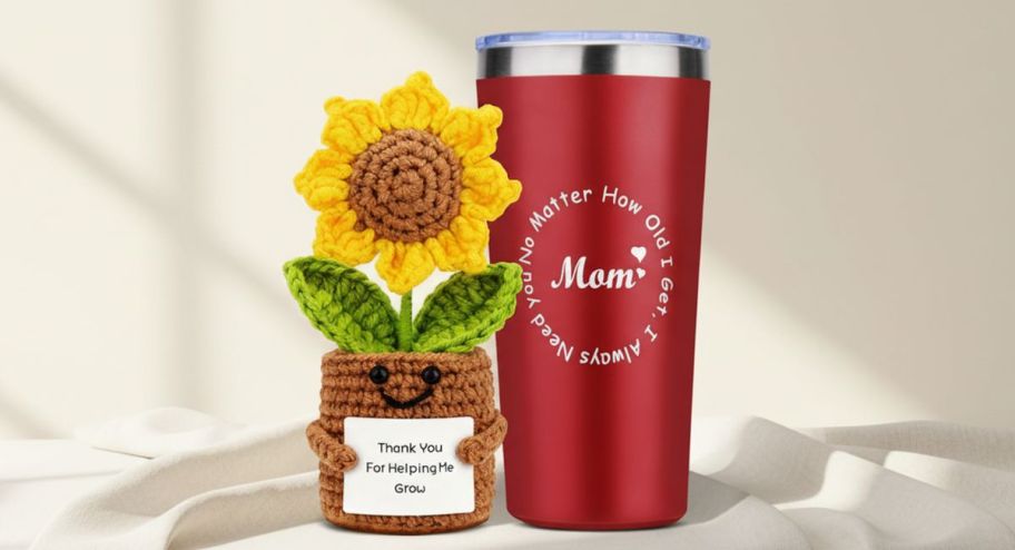 Amazon Mom tumbler with sunflower