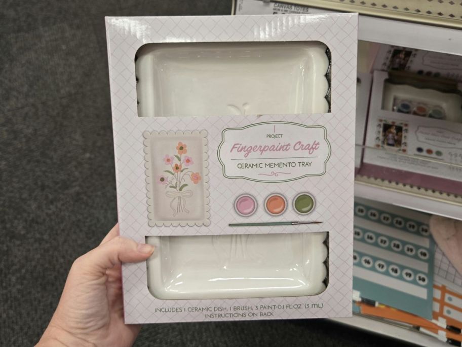 Mother's Day Do It Yourself Craft Ceramic Tray in hand in store