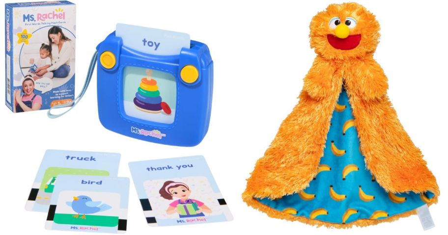 Ms. Rachel Official First Words Talking Flash Cards w Electronic Reader and Herbie Huggable Lovey