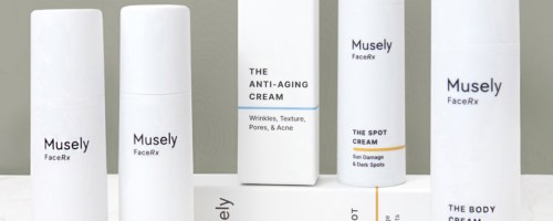 musely skincare products in a row